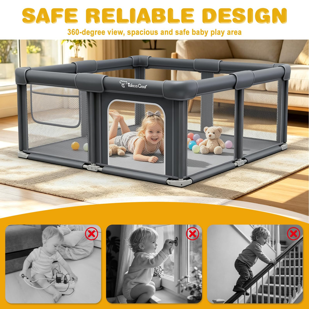 Foldable Baby Playpen with Mat I84443