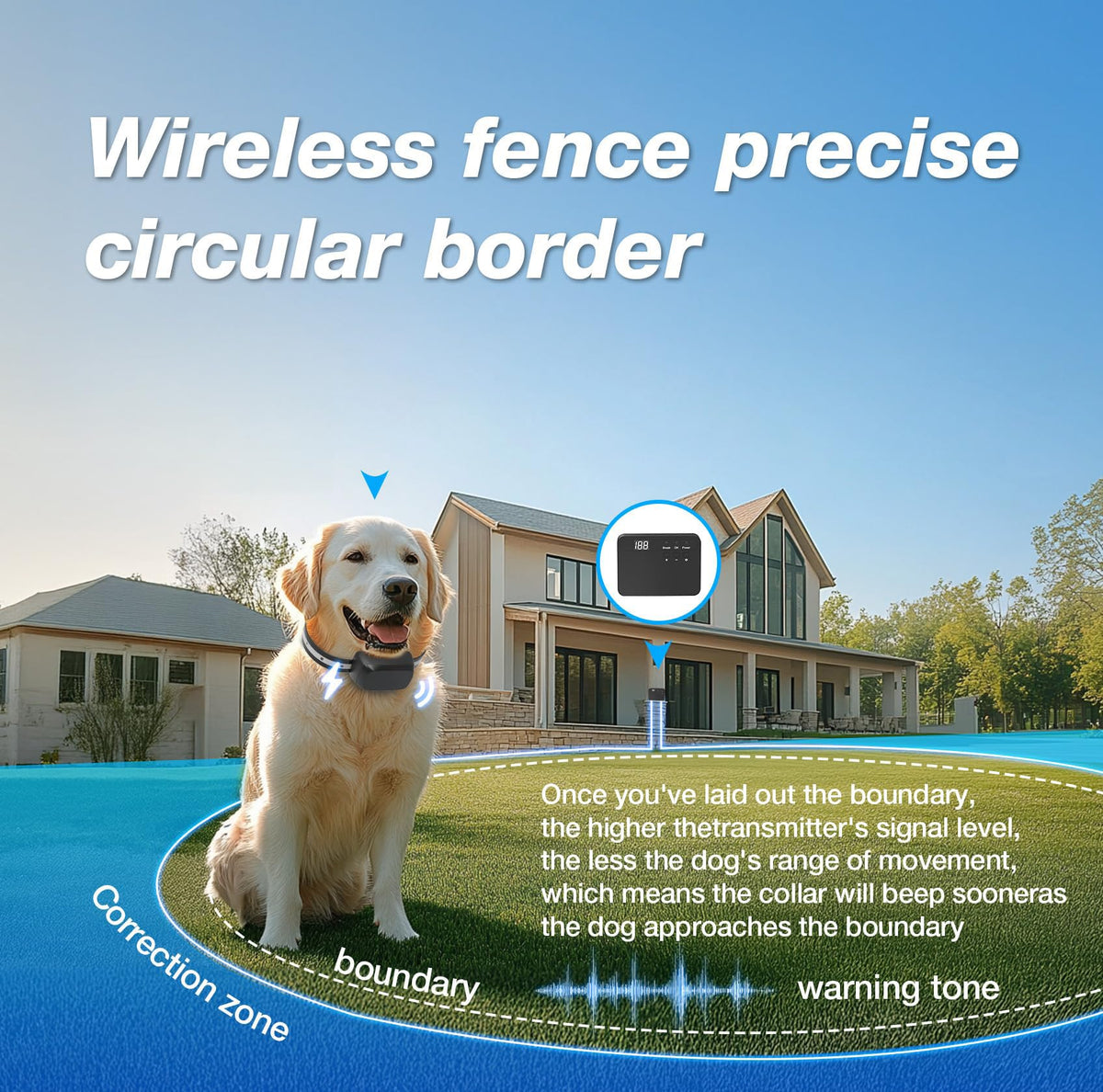 Electric Dog Fence Containment System with Waterproof Training Collar R992300