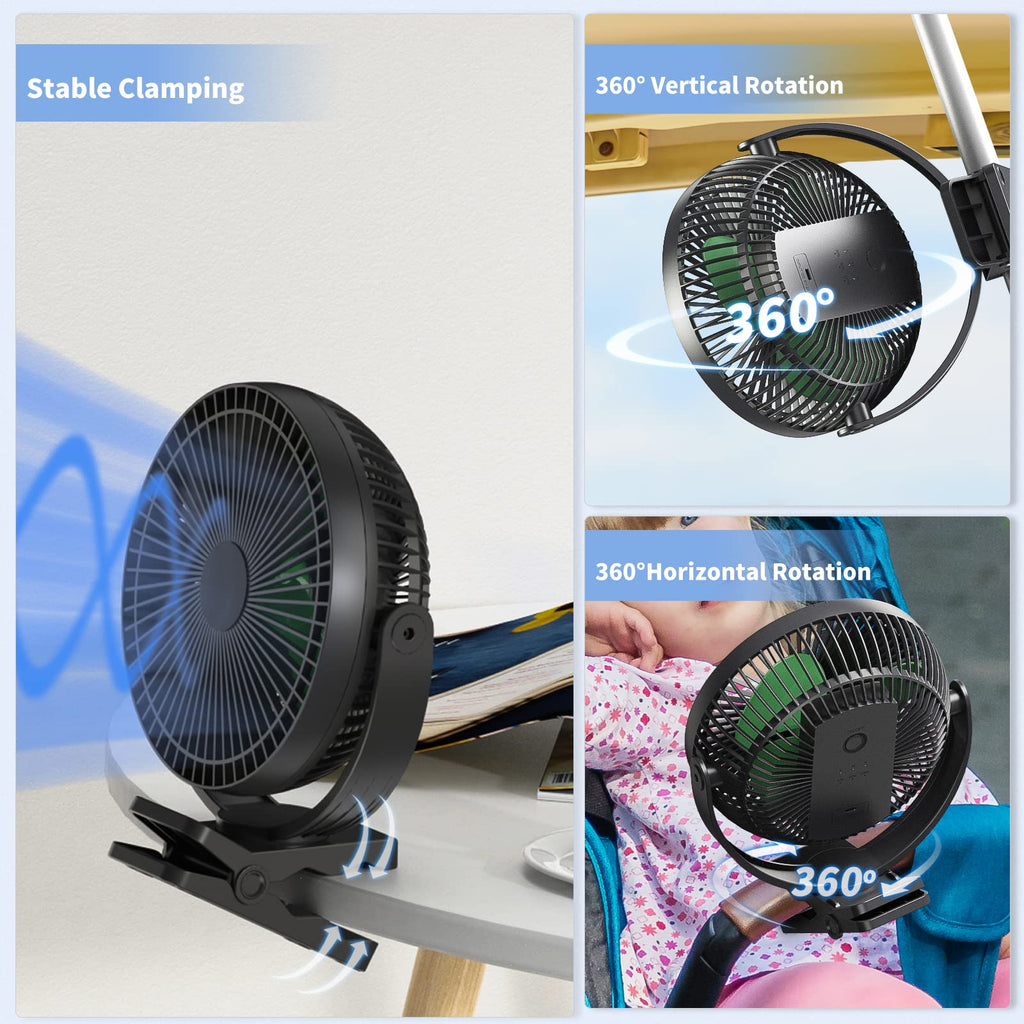 8 Inch Rechargeable Portable Clip on Fan U51339