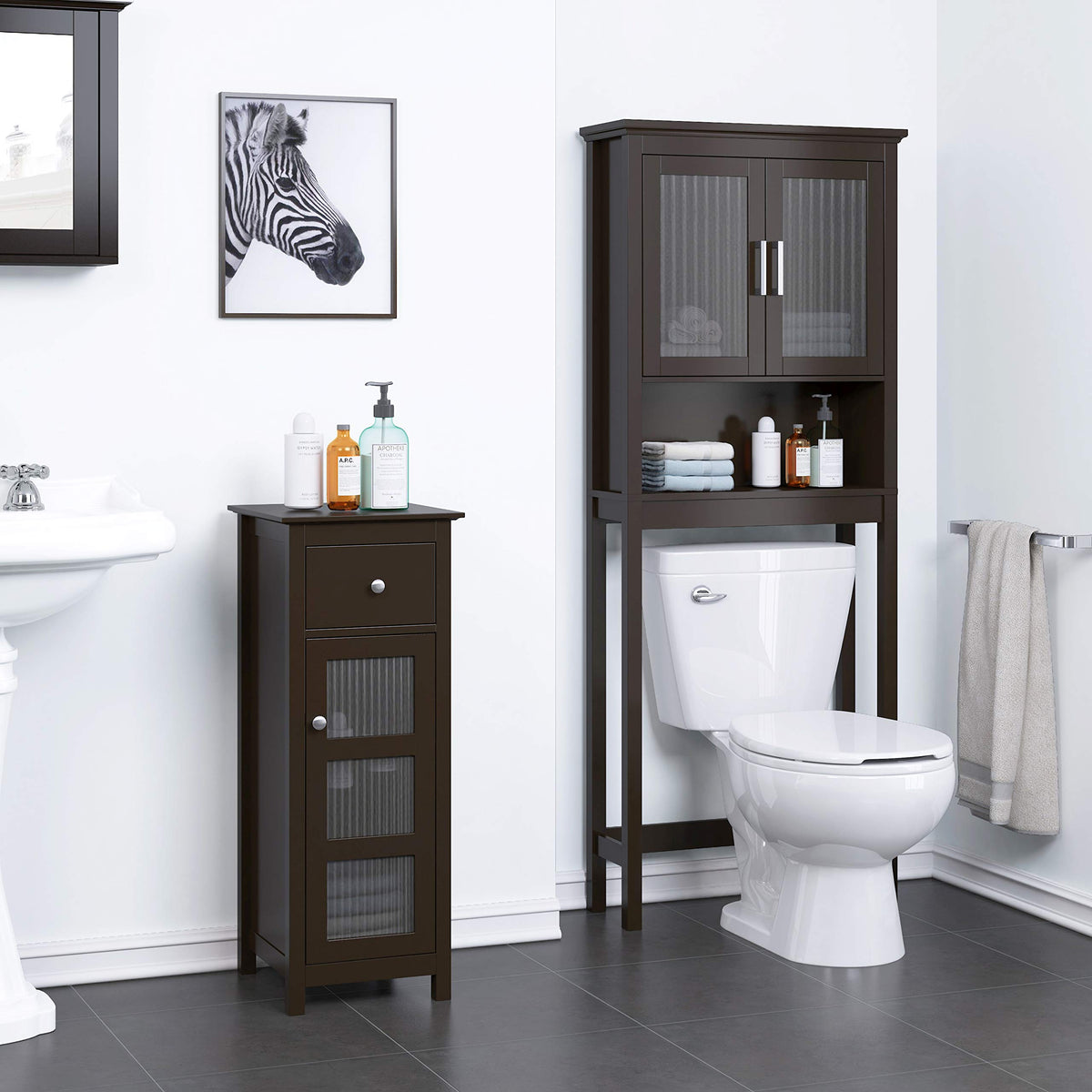 Over the Toilet Storage Cabinet with Glass Doors C498440