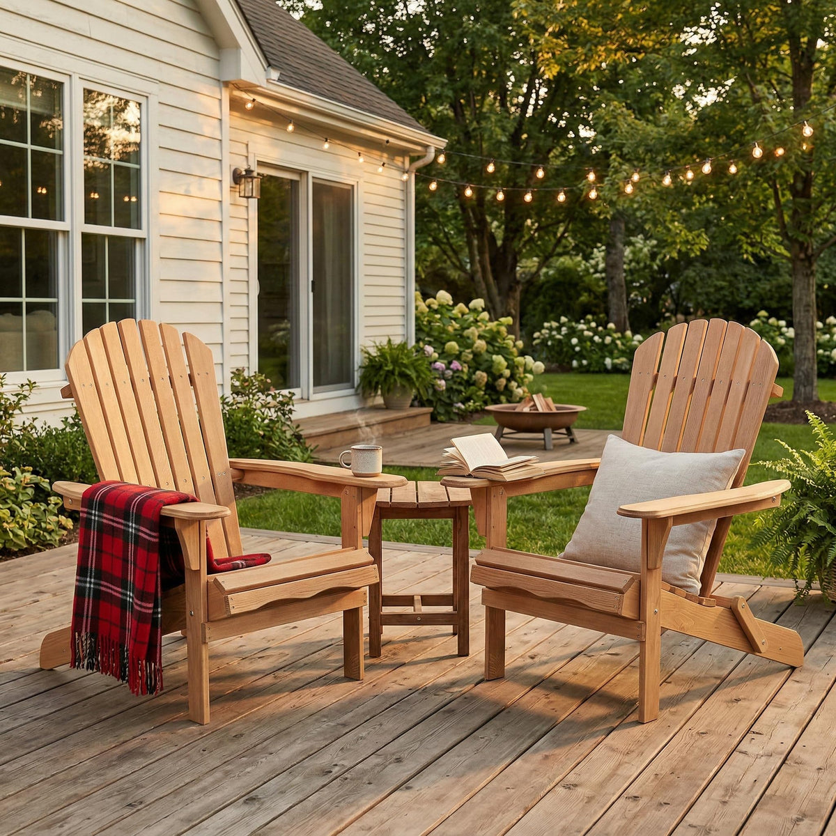 Folding Wood Adirondack Chair Set of 2 F470081