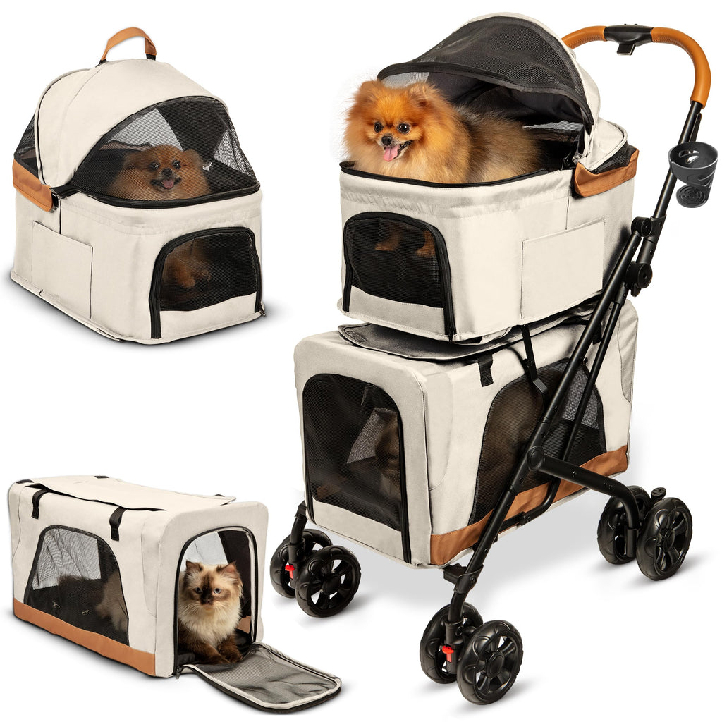Double Pet Stroller with Detachable Carriers Q6201