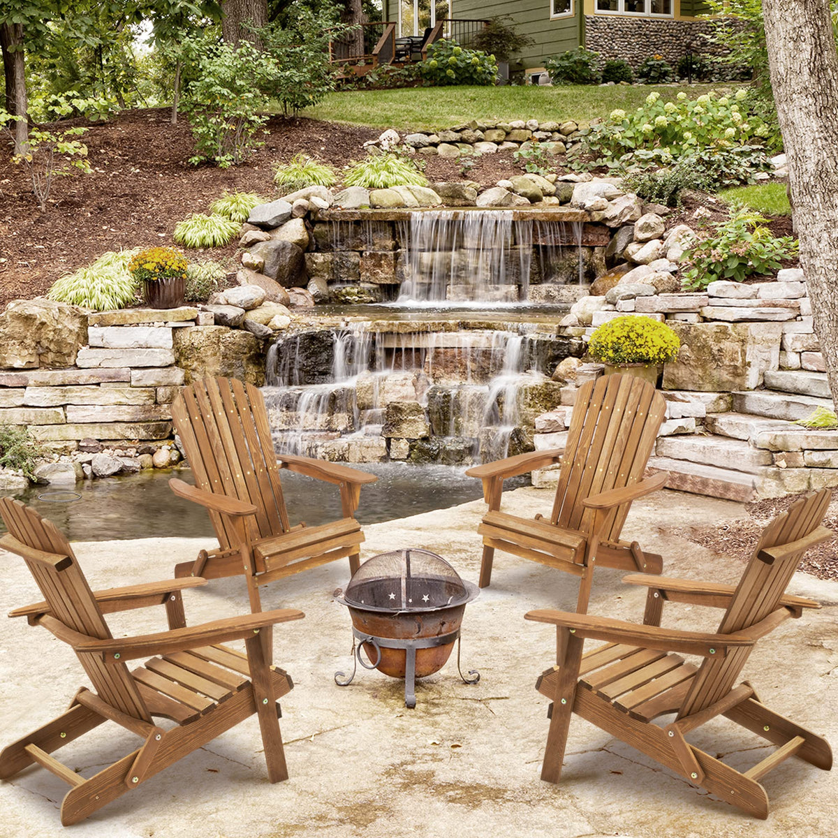 Folding Wood Adirondack Chair Set of 2 F470081