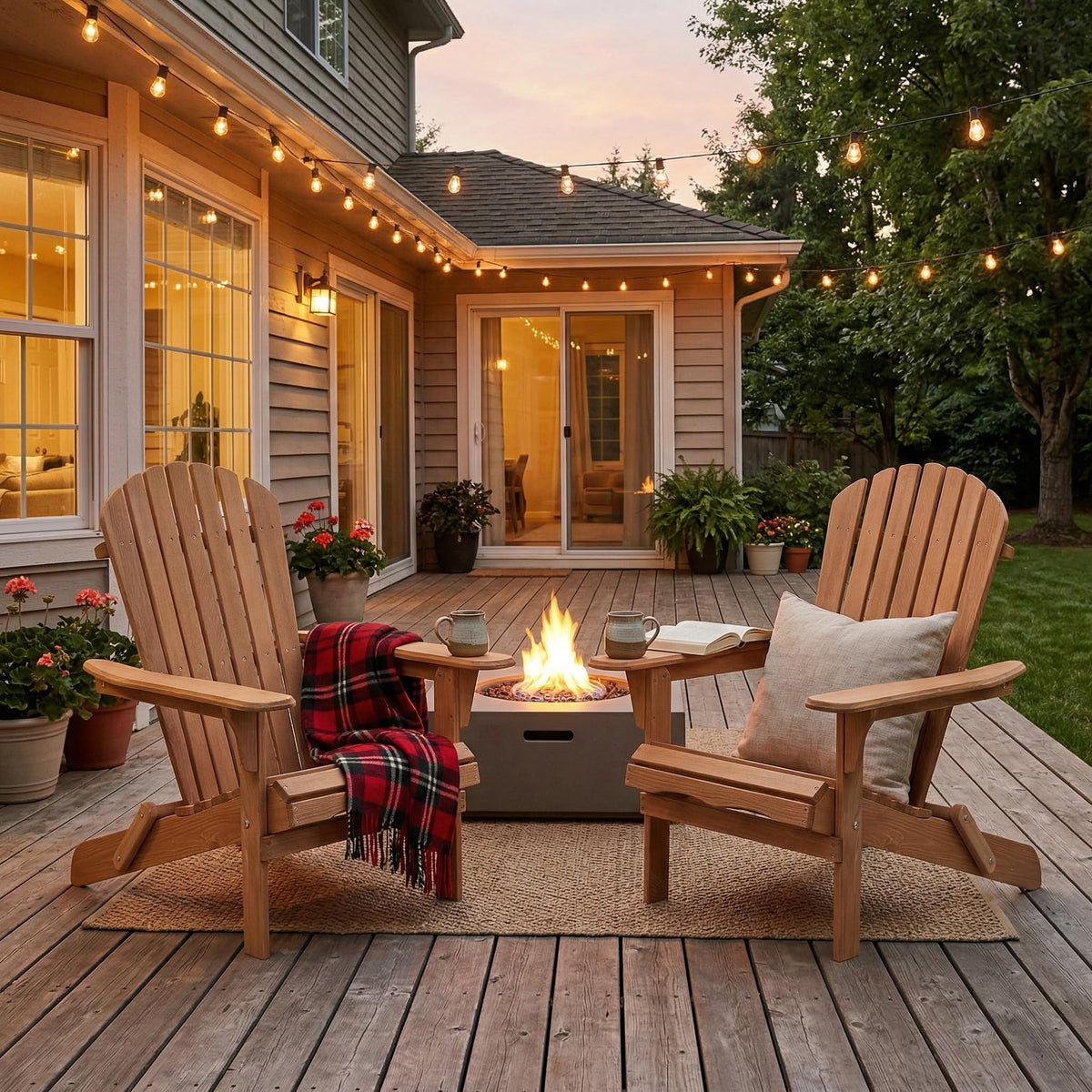Folding Wood Adirondack Chair Set of 2 F470081