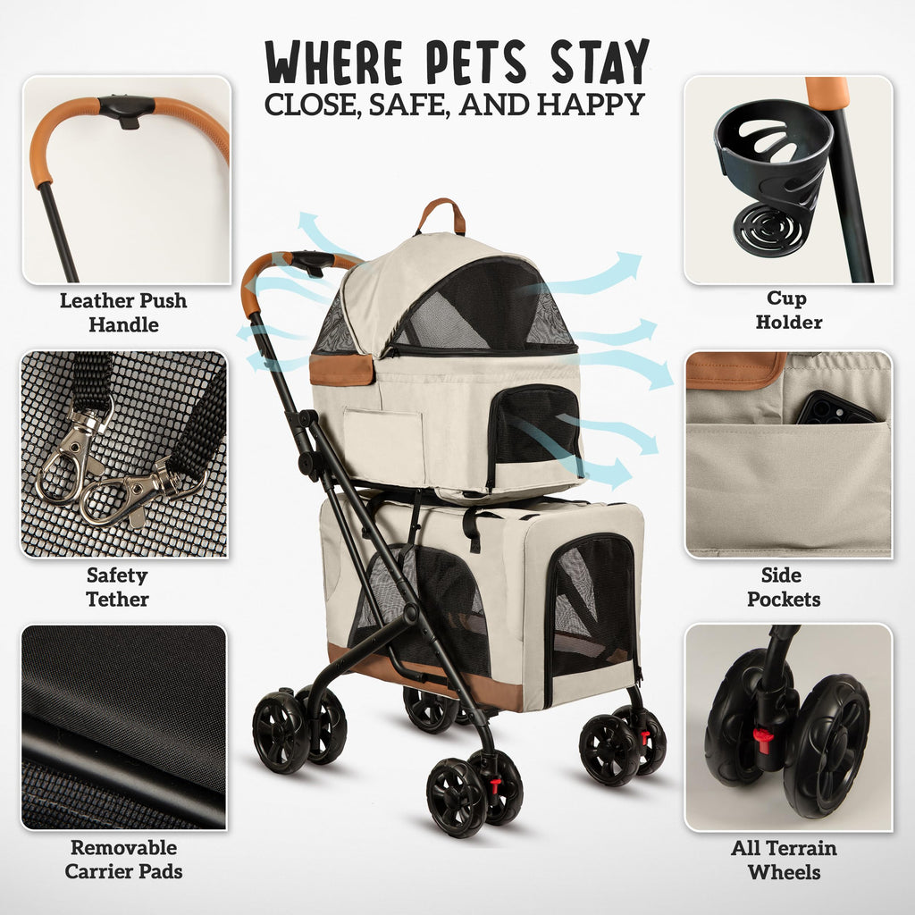 Double Pet Stroller with Detachable Carriers Q6201