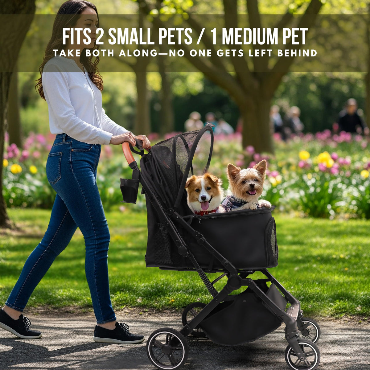 Foldable Dog Stroller 35 lbs Grey M416