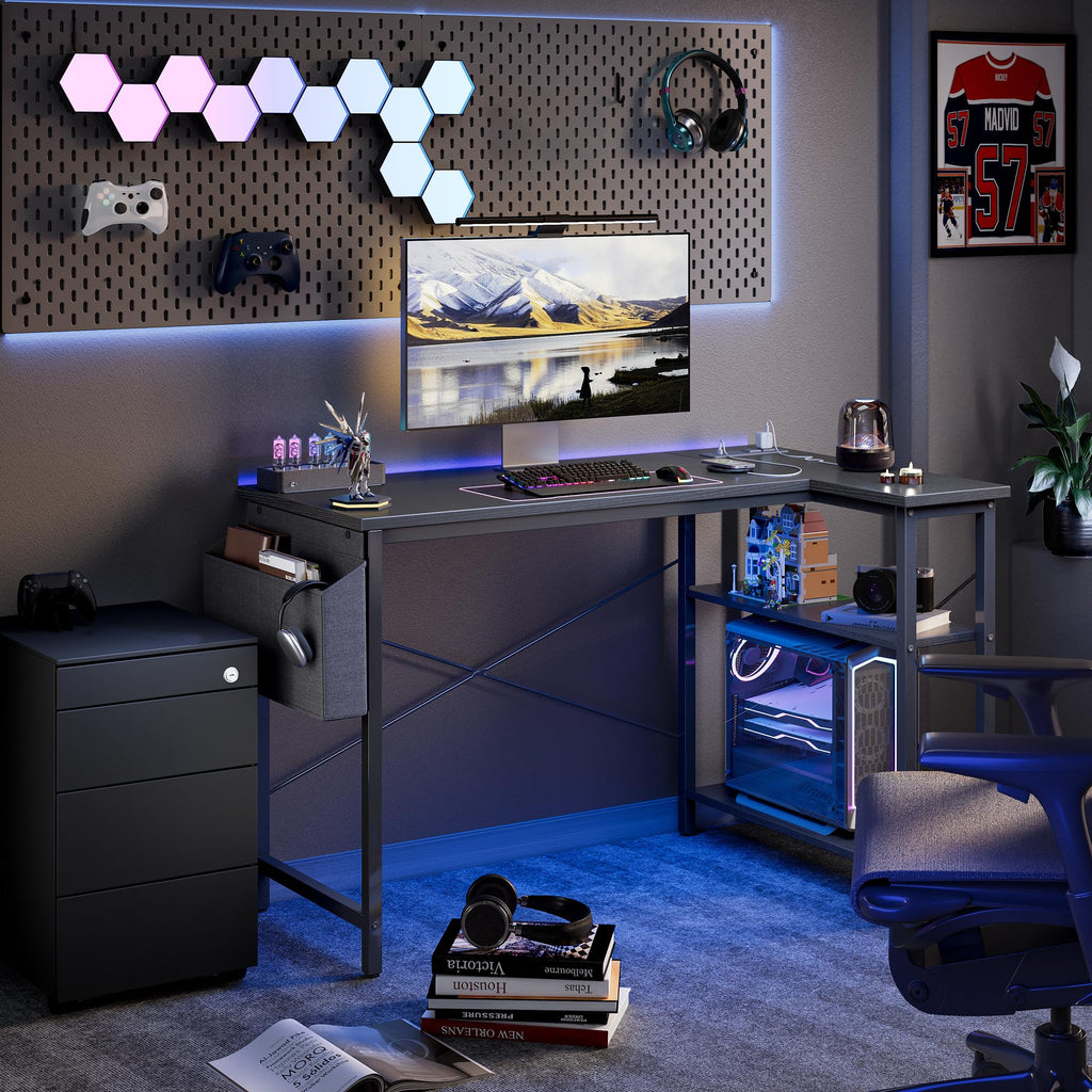 40 inch L Shaped Computer Desk with Power Outlets V32777