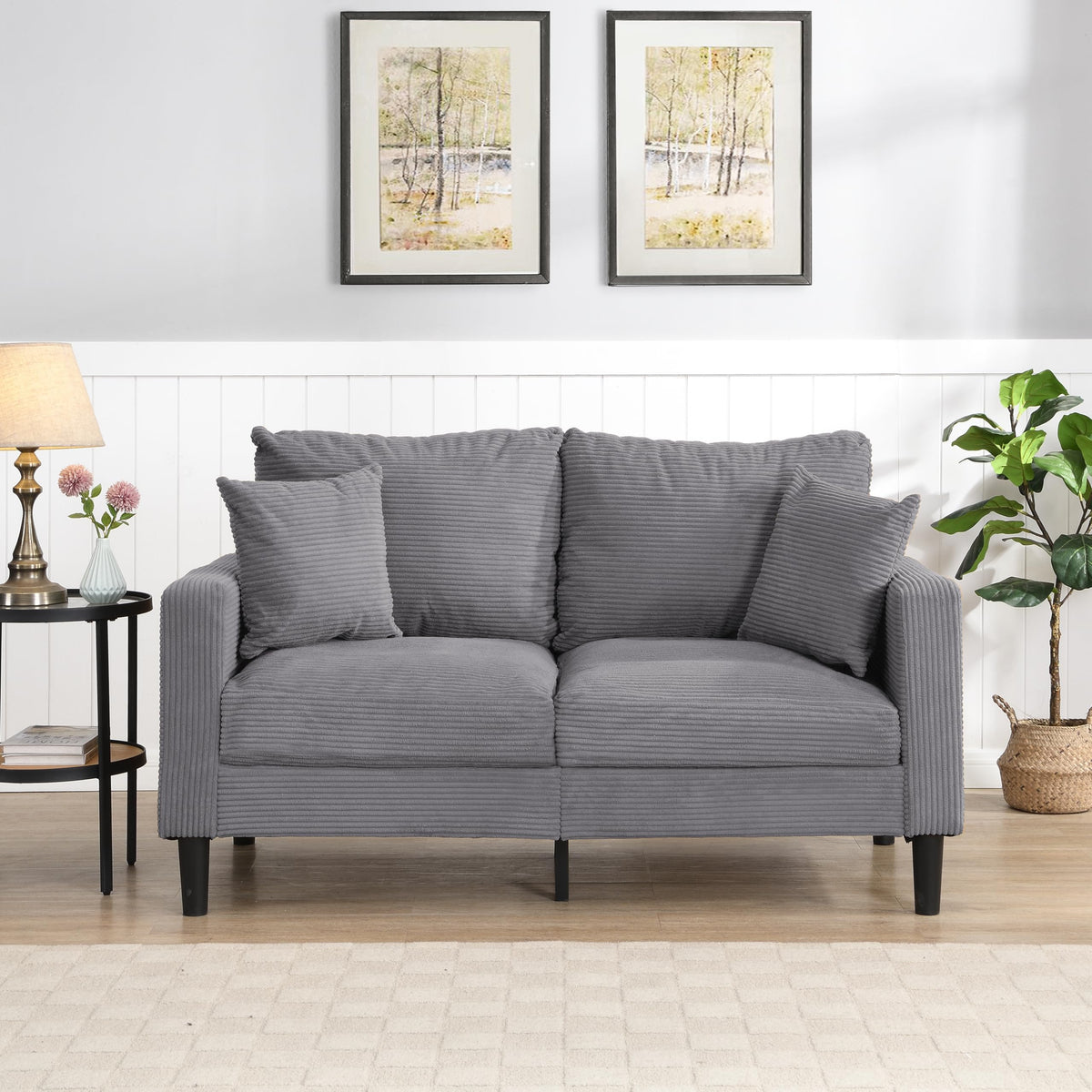 Light Gray 2-Seater Upholstered Sofa Q3975